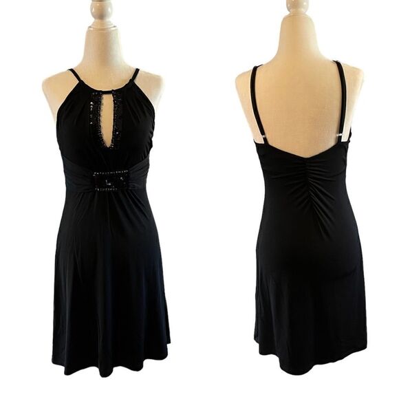 VTG Guess Embellished Halter Mini Dress in Black | SZ S - Picture 1 of 17